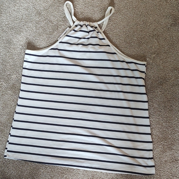 Vanity Halter Top NWT L Blue White Stripe - Picture 4 of 4